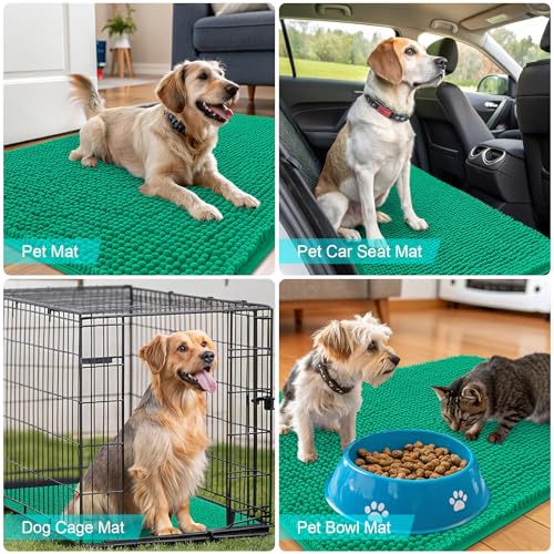 Dog Door Mat for Muddy Paws 30x20 (Emerald Green / 30" X 20")