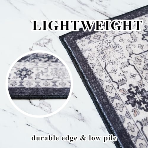 Washable 3x4 Entryway Area Rugs (3x4 / Black/Navy)