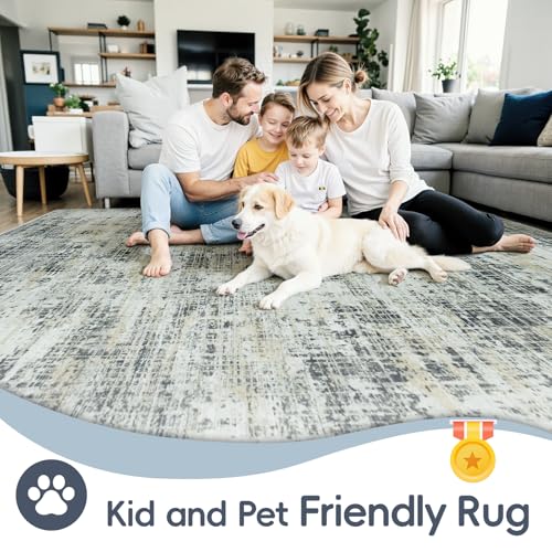 10x12 Washable Area Rug for Living Room Bedroom (Black Gray/Gold / 10' x 12' (Rectangular))