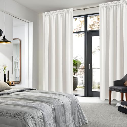 Blackout Curtains for Bedroom Living Room 52 x 95 Inch Long Ivory (Ivory / 52"W x 95"L (Pack of 2))