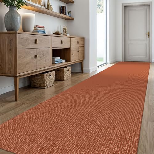 Extra Long Runners for Hallways 3x18 ft Washable Kitchen Runner Non Slip Rubber Backed Hallway Rug Cotton Entryway Runner Rug Floor Carpet for Indoor Hall (Orange/Tan / 3' x 18' (Runner))