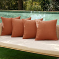 Pack of 4 Decorative Outdoor Throw Pillow Covers Linen Waterproof Pillow Covers Summer Farmhouse Cushion Cases for Patio Garden Tent Balcony Couch Sofa 16x16 Inch Rust (16" x 16" (Pack of 4) / Rust)