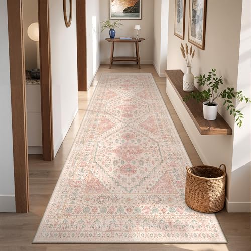 Kitchen Runner Rug Non Slip Washable Rugs 2.5x8 (Pink / 2'6" x 8' (Runner))