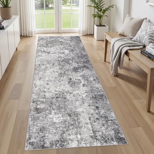 3x8 Washable Runner Rug for Hallway (Grey / 3' x 8' (Runner))