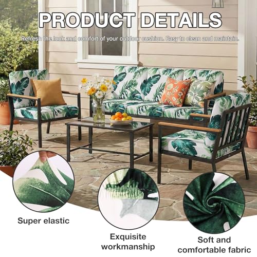 8Pcs Patio Cushion Covers (Monstera Deliciosa / 8PCS)