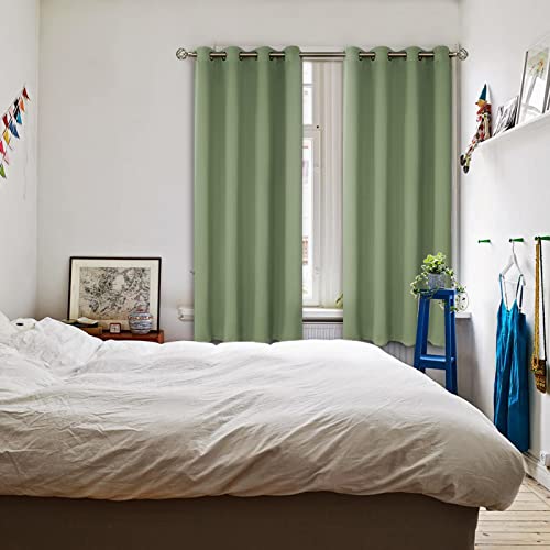 Grass Green Blackout Curtains for Bedroom 72 Inch Long (Grass Green / 52"W x 72"L (Pack of 2))