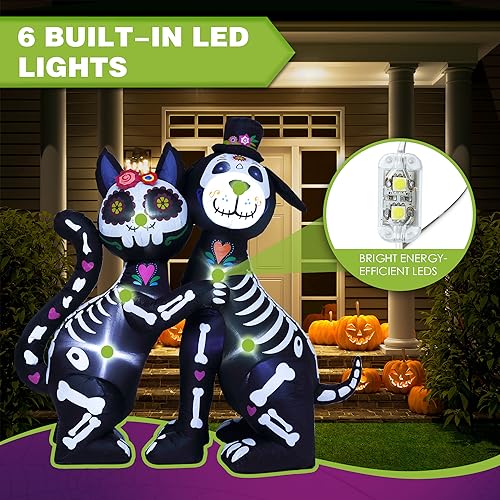6 FT Halloween Inflatables Skeleton Black Cat and Dog (6 FT Cat & Dog)