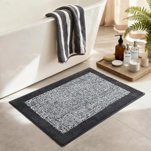 Bathroom Rugs 30x20 Non Slip Washable (Dark Grey / 1'8" x 2'6" (Rectangular))