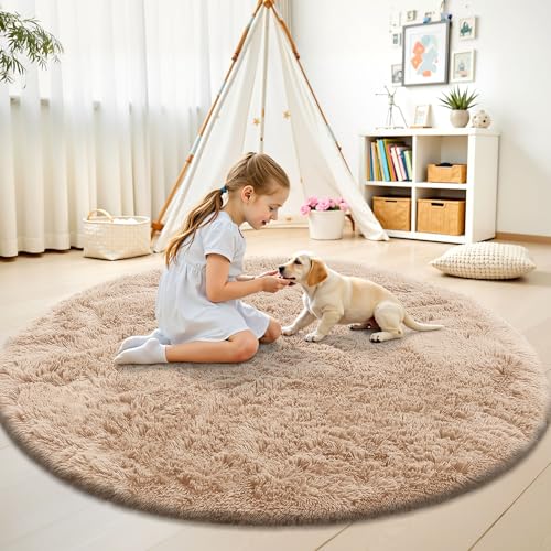 Beige Round Rugs for Bedroom (6 Ft Round / Beige)