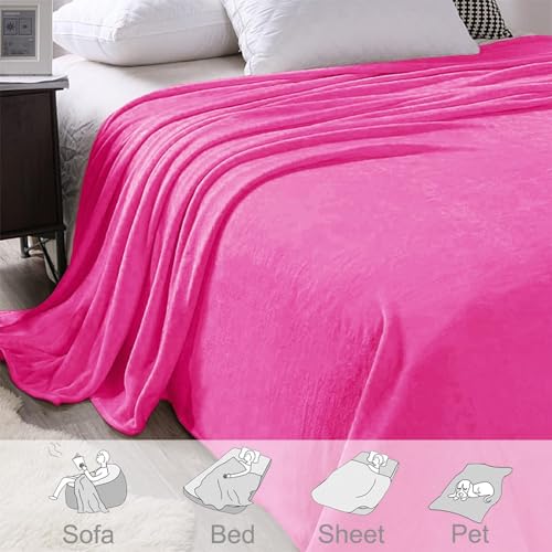 Soft Fleece Blanket King Size for Bed (Hot Pink / King (104" x 90"))