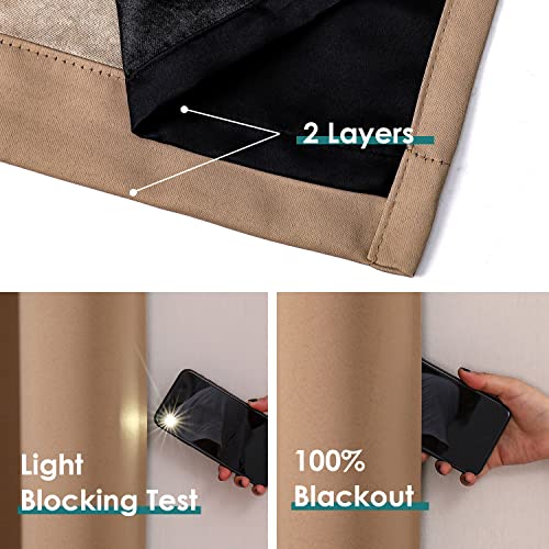 100% Blackout Curtains for Bedroom 84 Inches Long 2 Panels Set (52"W x 84"L (Pack of 2) / Cappuccino)