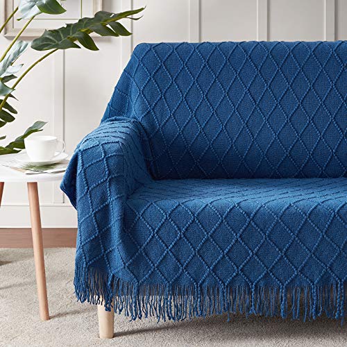 Royal Blue Throw Blanket 60x80Inch Knitted Soft Throw Sofa Blanket (Royal Blue / 60"x80")
