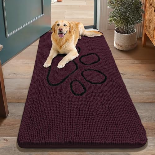 Dog Door Mat for Muddy Paws (48"X30" / Russet and Black)