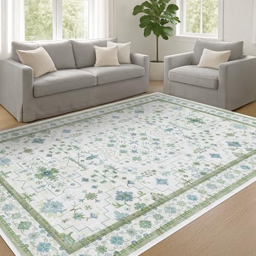 Cream Oushak 6x8 Bedroom Rug (6' x 8' (Rectangular) / Cream Green)