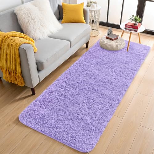 2x5 Machine Washable Runner Rugs for Hallway (2x5 Ft / Light Purple)