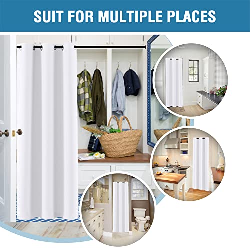 Doorway Curtain Blackout Closet Door Curtain Room Divider Window Treatment Curtain for Bedroom Thermal Insulated Privacy Drape Soundproof Grommet (42"W x 80"L (Pack of 1) / Pure White)