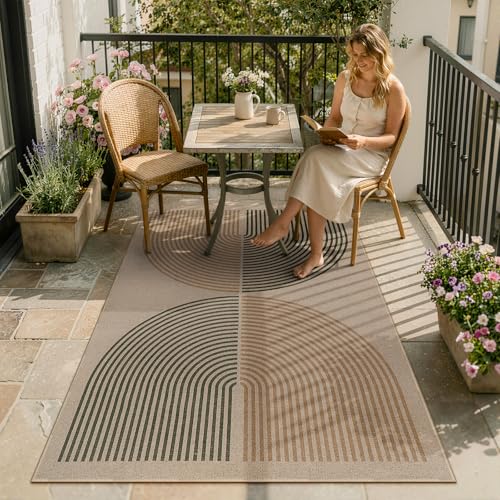 Modern Rainbow Easy Jute 3x5 Patio Rug (3' x 5' (Rectangular) / Nature/Bi-color Rainbow)