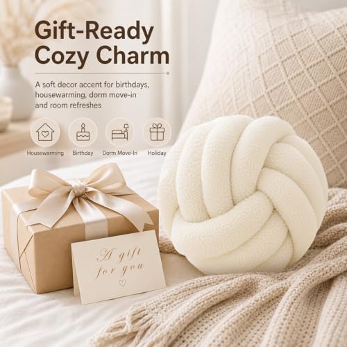 Ivory White Knot Pillow Ball (White / 8inch)