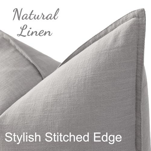 Fall Light Grey Linen Throw Pillow Covers 22x22 Set of 2 (Light Grey / 22" x 22" (Pack of 2))