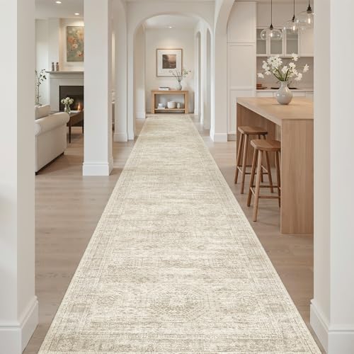 Washable 3x20 Hallway Runner Rug Non (Beige / 3' x 20' (Runner))
