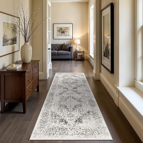 2x6 Washable Runner Rug (Distressed Grey / 2' x 6' (Runner))