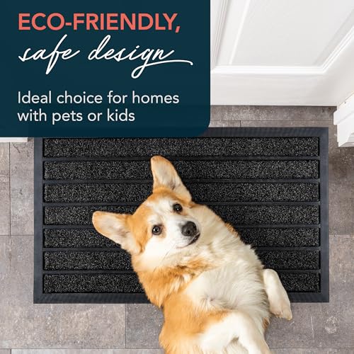 Extra Durable Door Mat Outside Entrance (32'' x 20'' (Rectangular) / Bright Black)
