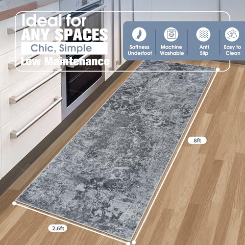 Runner Rugs for Hallways Kitchen 2.6x8 Non Slip Washable Black (Black / 2'6" x 8' (Rectangular))