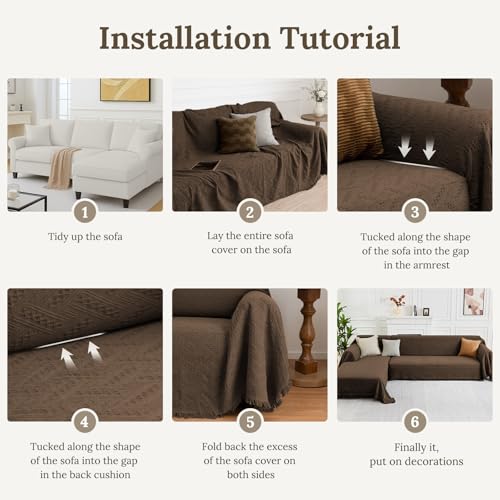 2 Piece Sectional Couch Cover for L Shape Sofa Chocolate L (Chocolate / Large)