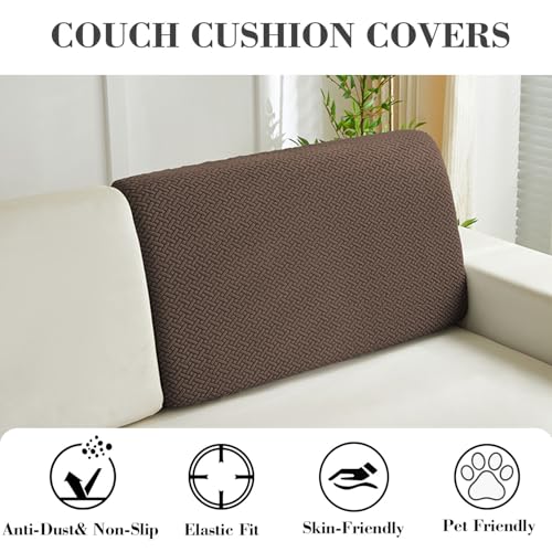 Sofa Covers Couch Covers for Sofa Pet Friendly Couch Cushion Covers Universal Sofa Covers Washable Stretch Slipcovers for Sectional Sofa (Texture Brown / Back Cover M)