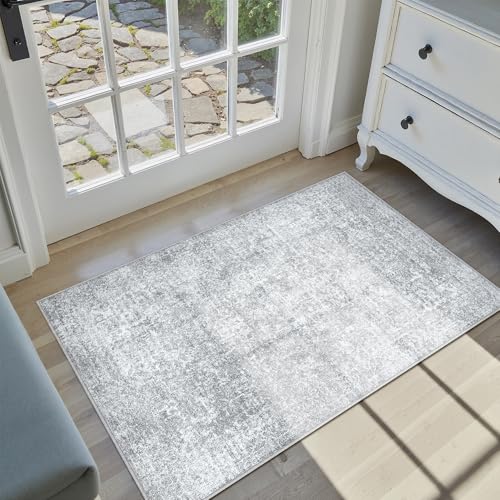 2x3 Entryway Area Rug Vintage Gray Distressed (Distressed Grey / 2' x 3' (Rectangular))