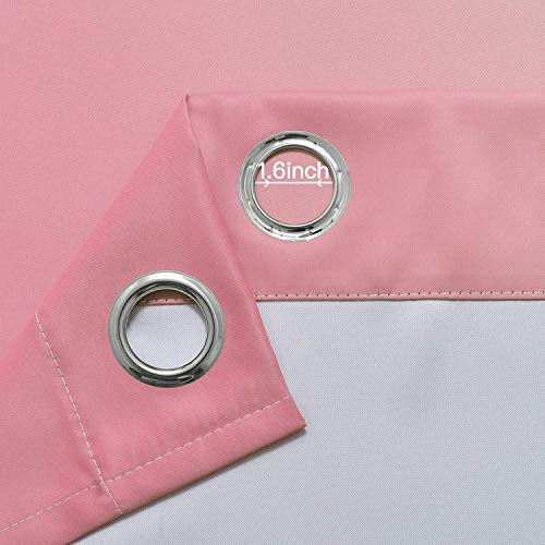 Ombre Curtains Pink and Greyish White for Living Room (52"W x 63"L (Pack of 2) / Pink)