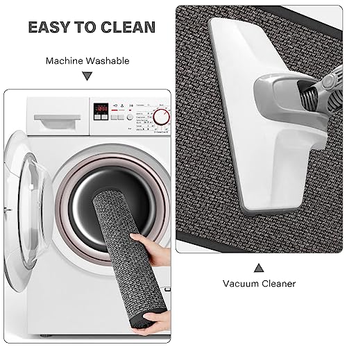 Kitchen Rugs Non Skid Washable Set of 2 PCS (Inky)