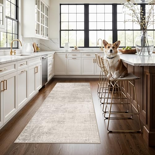 3x6 Washable Hallway Runner Rug (3' x 6' (Rectangular) / Beige/Cream)