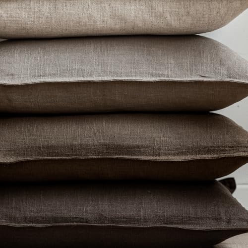 Linen Solid Decorative Throw Pillow Covers 26x26 Inch Brown Tan (26" x 26" (Pack of 2) / Dune)