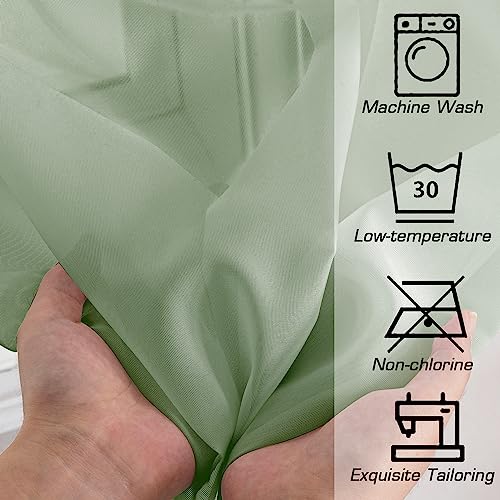 Sheer Curtains 72 Inches Long 2 Panels for Living Room (Sage Green / 42"W x 72"L (Pack of 2))