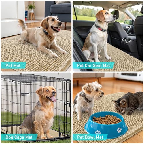Dog Door Mat for Muddy Paws 70x24 (Beige / 70" X 24")
