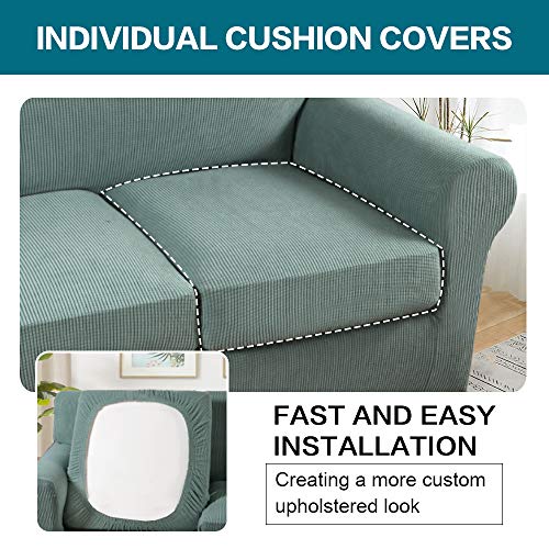 4 Piece Sofa Covers for 3 Cushion Couch Sofa Slipcover Soft Couch Cover for Dogs (XL Sofa (3 Cushion) / Dark Cyan)