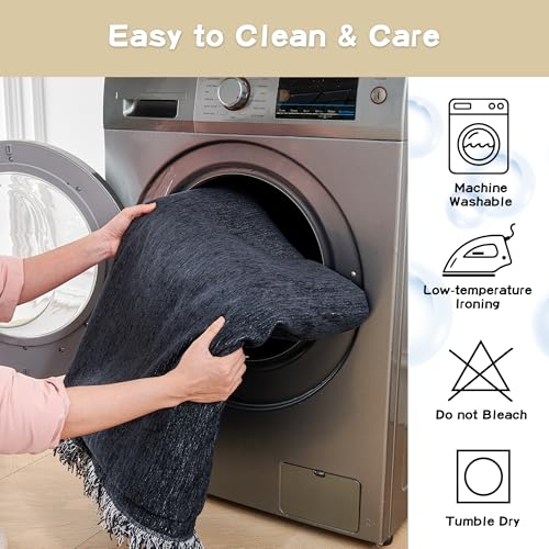 Couch Cover for Dogs Washable Couch Covers Couch Covers for Sofa Couch Cover 2 Cushion Sofa Non Slip Dogs Furniture Protector with Tassels Chenille Sofa Covers for Pet (71" x 102" / Navy Blue)