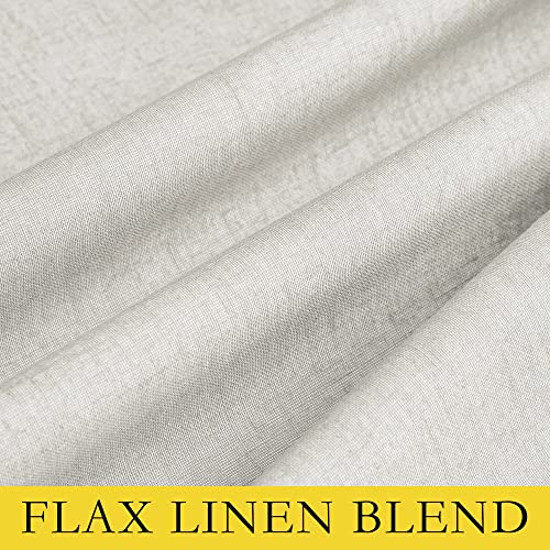 100% Absolutely Blackout Linen Curtains with Thermal Insulated White Liner (52"W x 120"L (Pack of 2) / Ivory)