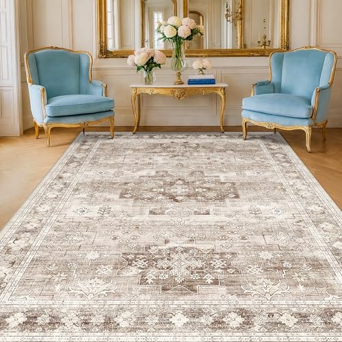 Boho 7x9 Area Rug for Living Room (7' x 9' (Rectangular) / Latte / Beige)