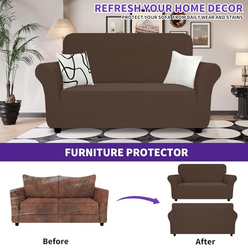 Super Stretch Loveseat Covers (- Coffee / Medium (57"-70"))
