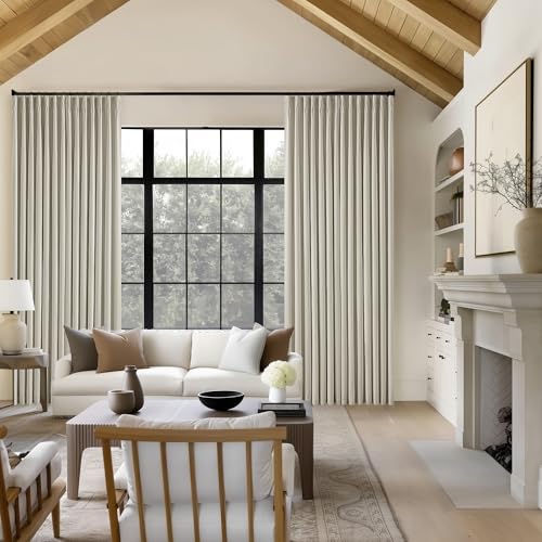 Oatmeal Pinch Pleated Blackout Linen Curtains 108 Inches Long (Oatmeal / 40"W x 108"L (Pack of 2))