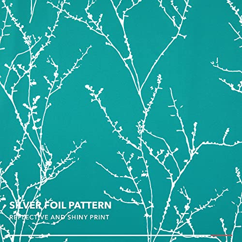 Living Room Curtains 108 Inch Long (Turquoise/Tree Branch / 52"W x 108"L (Pack of 2))
