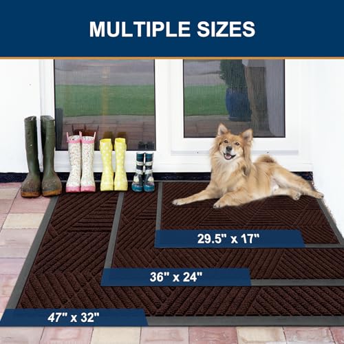 Front Door Mat Outside Entrance (Deep Brown / 47" X 32")