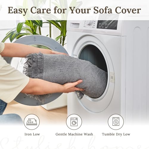 2 Piece Sectional Couch Cover for L Shape Sofa Light Grey L (Light Grey / Large)