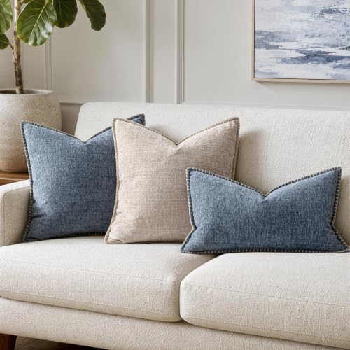 Decorative Lumbar Throw Pillow Covers 12x20 in Dark Grey Blue 2 Pack (Dark Grey Blue / 20" x 12" (Pack of 2))