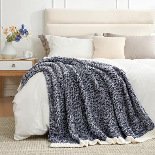 Navy Throw Blanket for Couch (Heather Navy / Throw-XL (50"x70"))