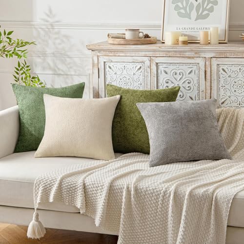 Decorative Couch Throw Pillow Covers 20x20 Inch Sage Green 2 Pack (20" x 20" (Pack of 2) / Sage Green)