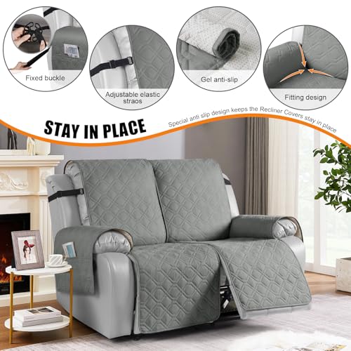 Waterproof Recliner Loveseat Covers Washable (Grey / 2 Seater)