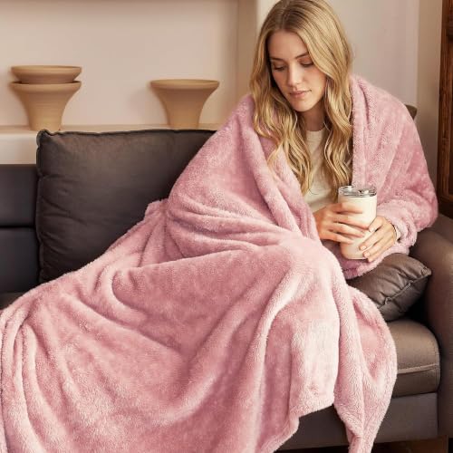 Fuzzy Large Fleece Throw Blanket for Couch (Dusty Pink / 50x70 IN)